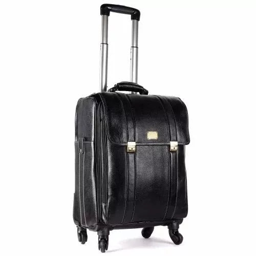 Leather Laguage Trolly Bag (Black)