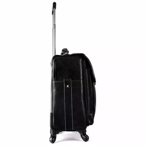 Leather Laguage Trolly Bag (Black)