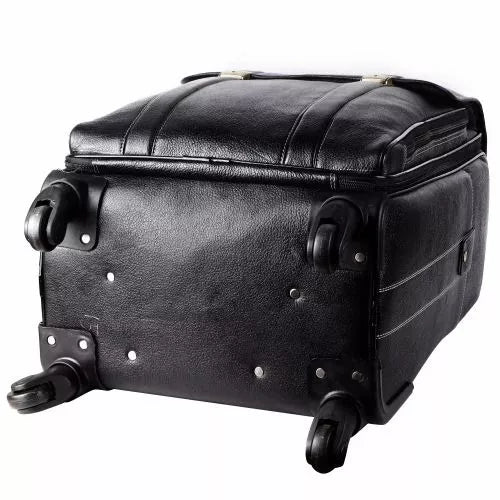 Leather Laguage Trolly Bag (Black)
