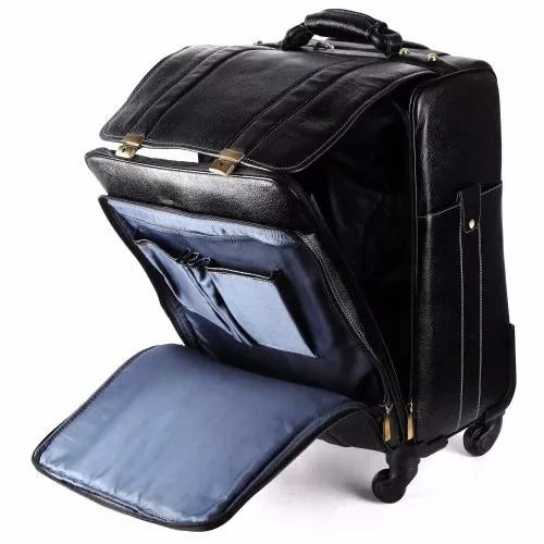 Leather Laguage Trolly Bag (Black)