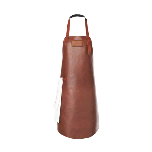 Personalized Top Grain Leather Workshop Brown Apron