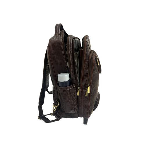 Leather Backpack For men office use with laptop compartment (Brown)