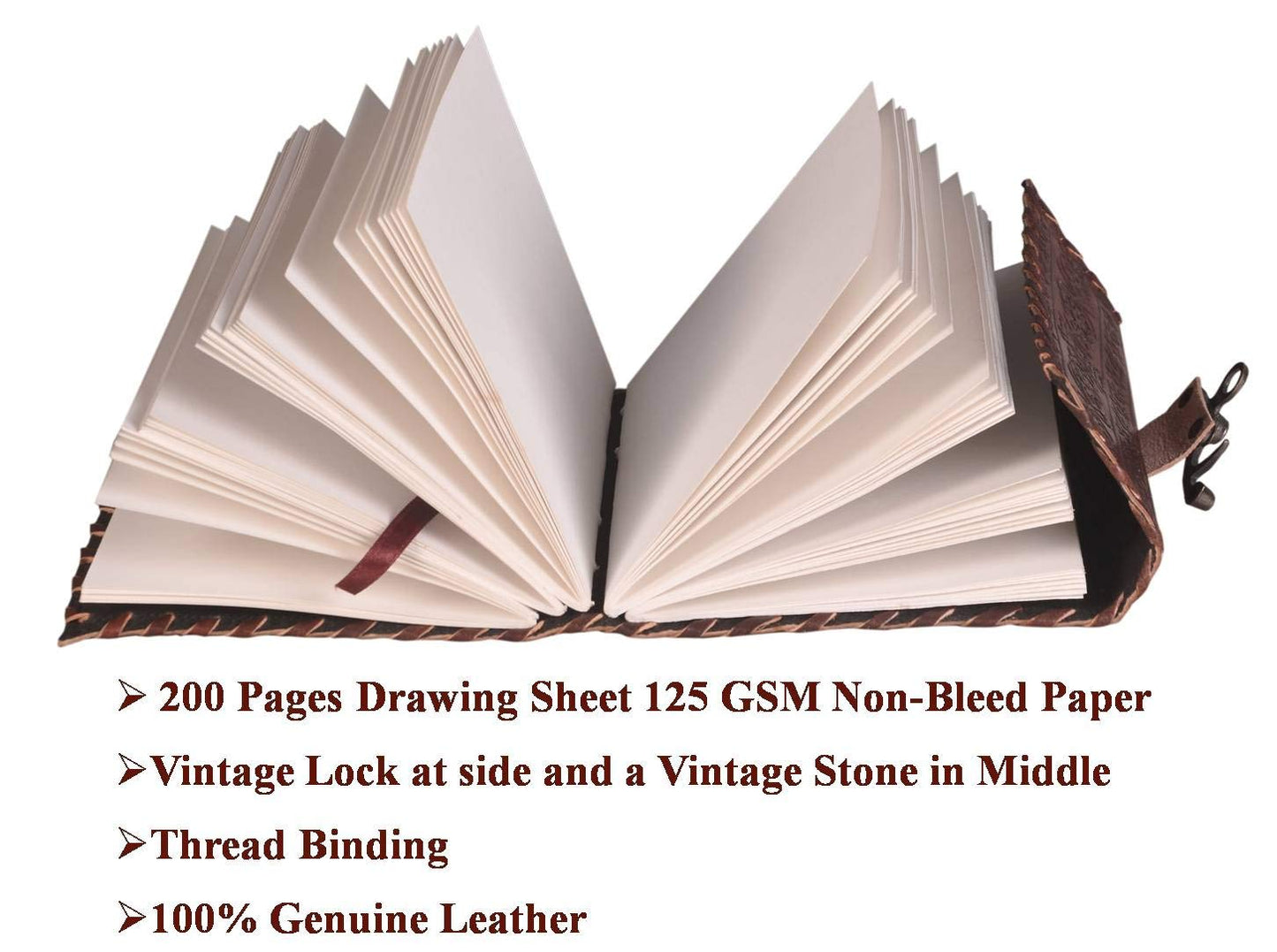 CraftShades – Leather Diary with Antique Green Stone