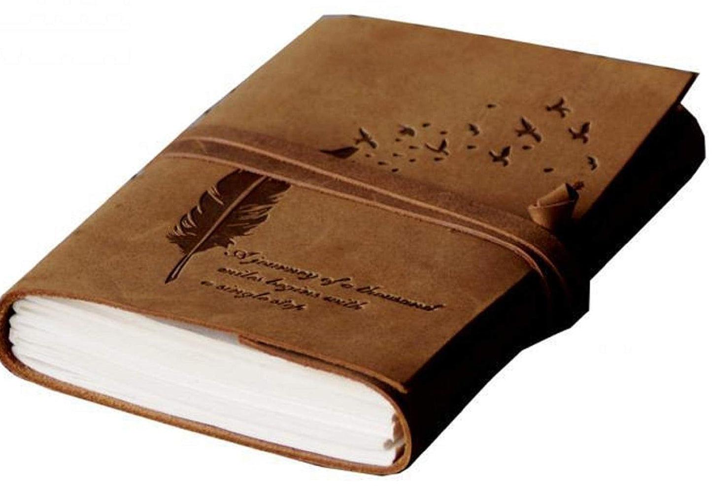 Leather Diary Embossed With Leaf of Tree & a Quote Antique Handmade Leather Bound Diary