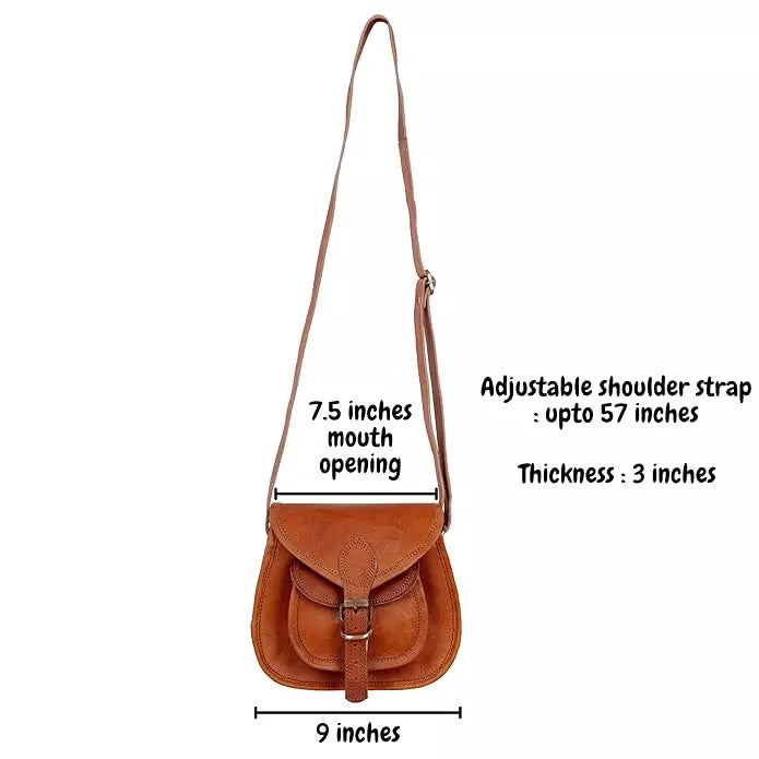 7*9 Inches Crossbody Handcrafted Small Goat Leather Unisex Sling Bag| 100% Genuine