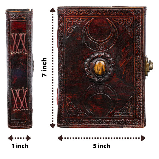 Leather Diary for Men & Women with Semi Precious Stone & Antique Buckle Lock