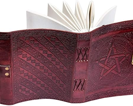 Handmade Leather Diary Embossed with star, journey & double wolf Diary