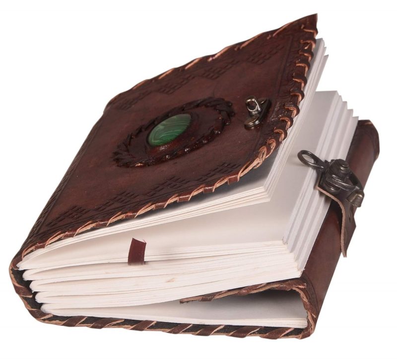 CraftShades – Leather Diary with Antique Green Stone