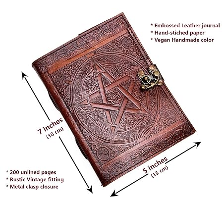 Handmade Leather Diary Embossed with star, journey & double wolf Diary