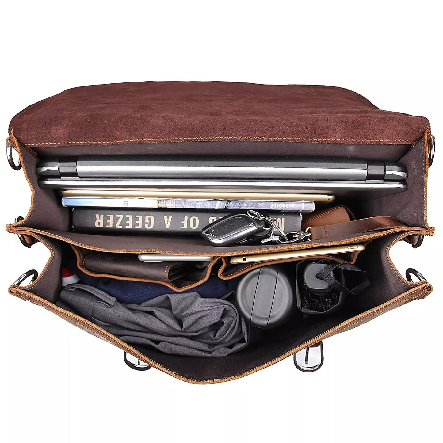 Expandable Handcrafted Vintage Goat Leather Bag 10*13″ | 100% Genuine Leather