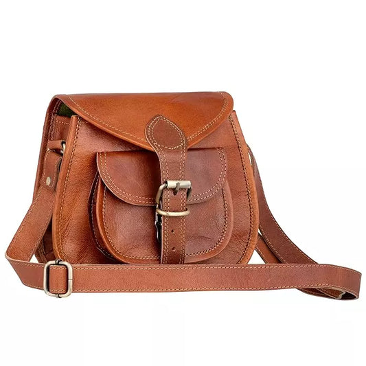 7*9 Inches Crossbody Handcrafted Small Goat Leather Unisex Sling Bag| 100% Genuine