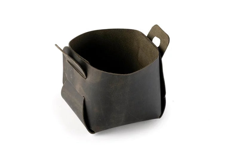 Distressed Leather Mini Storage Basket