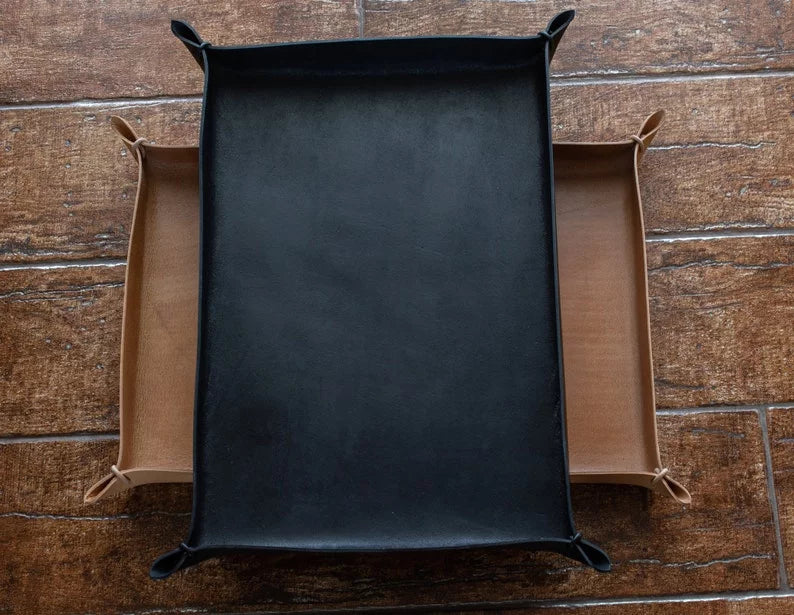 Handmade Italian leather catch all tray