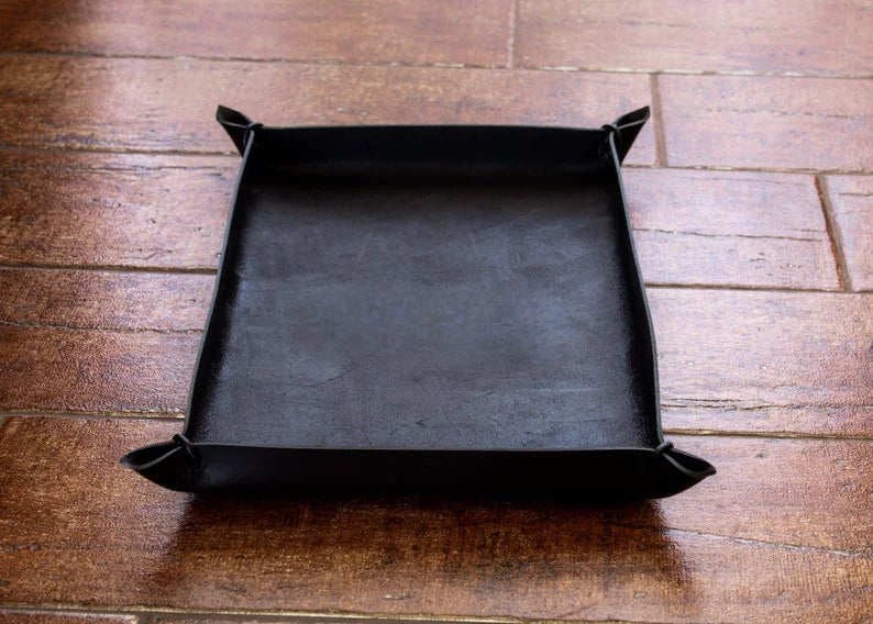 Handmade Italian leather catch all tray