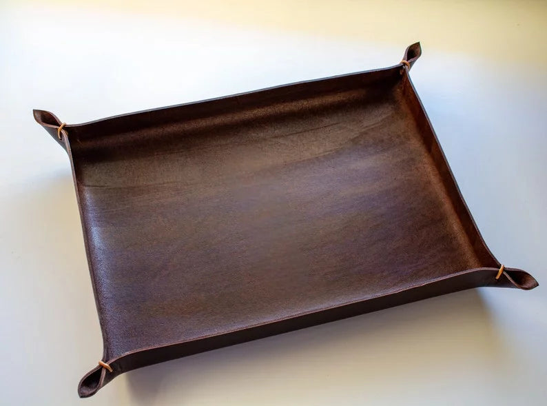 Handmade Italian leather catch all tray