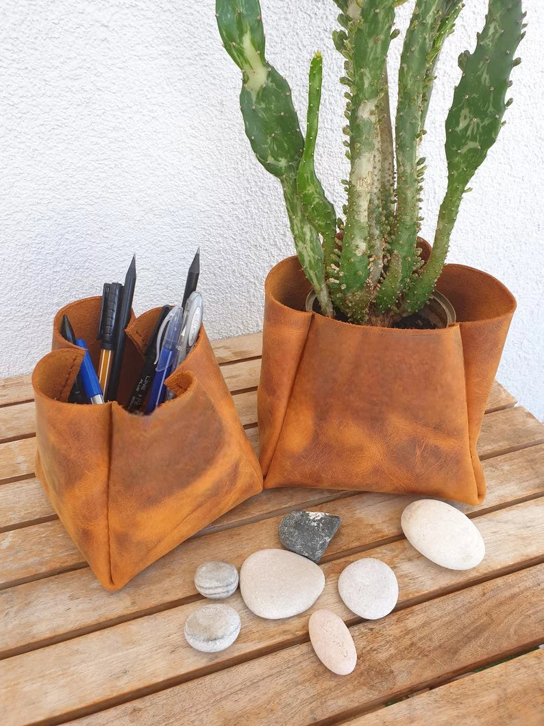 Leather Plant Pot Holder