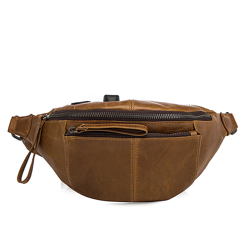 Vintage Brown Leather Unisex Fanny Packs Hip Pack Waist Bag
