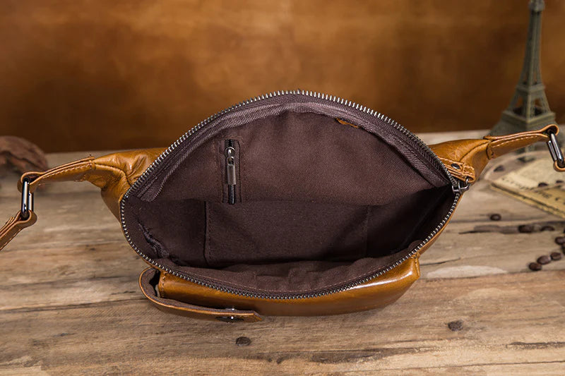 Vintage Brown Leather Unisex Fanny Packs Hip Pack Waist Bag