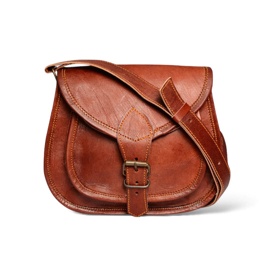 9*11 Inch Crossbody Handcrafted Small goat Leather Unisex Sling Bag | 100% Genuine Leather