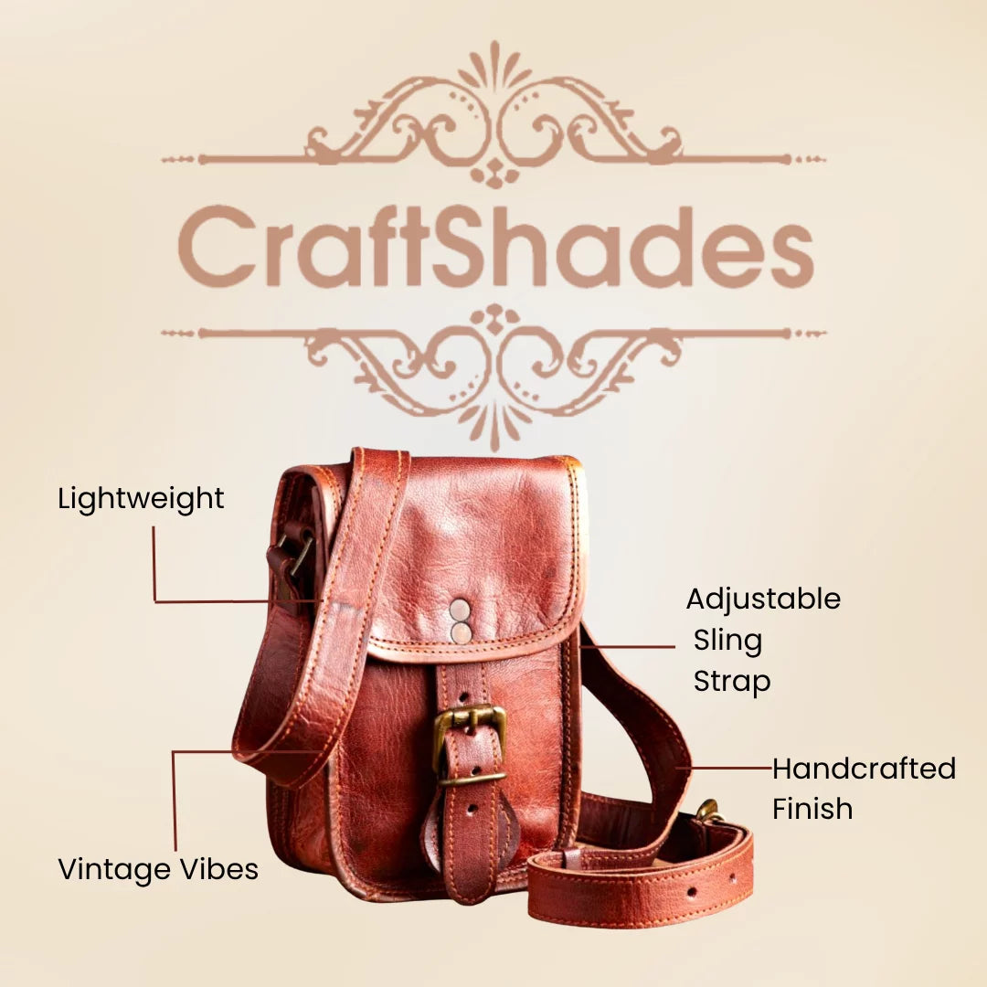 5*7 Inch Handcrafted Mobile Sling Bag | 100% Genuine Goat Leather