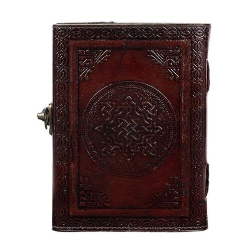 Handmade Leather Diary Embossed with Skull. Antique Lock Closure.