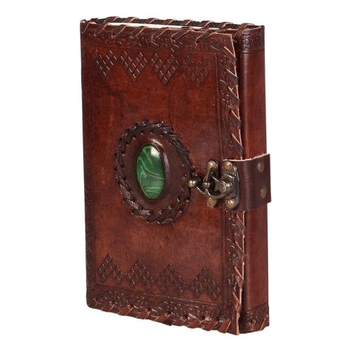 CraftShades – Leather Diary with Antique Green Stone