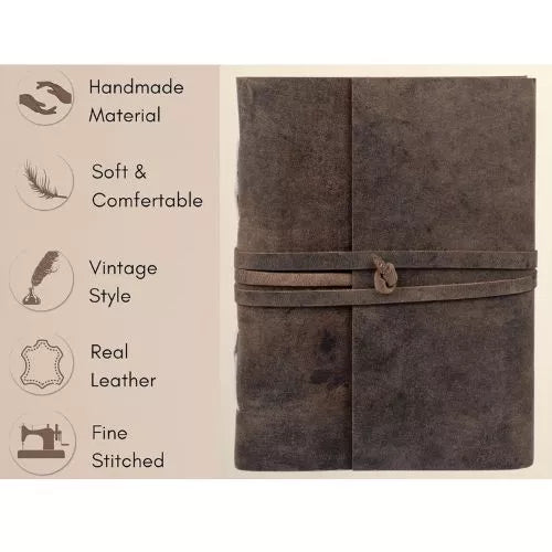 Leather Diary Antique Handmade Journal with Plain Paper for Men and Women