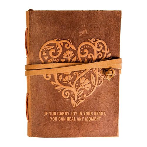Leather Diary Heart with Quote Antique Handmade Leather Bound Notepad