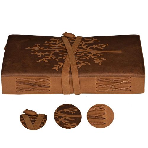 Tree Embossed Leather Diary, Brown Colour Antique Diary