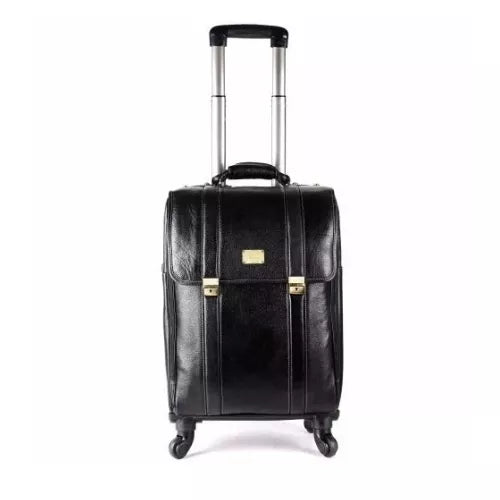 Leather Laguage Trolly Bag (Black)