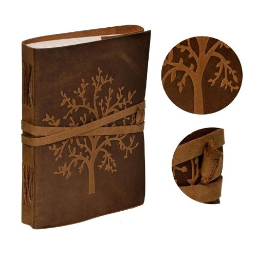 Tree Embossed Leather Diary, Brown Colour Antique Diary