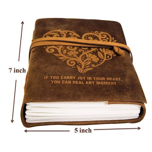 Leather Diary Heart with Quote Antique Handmade Leather Bound Notepad