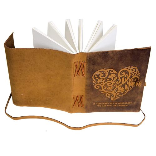 Leather Diary Heart with Quote Antique Handmade Leather Bound Notepad