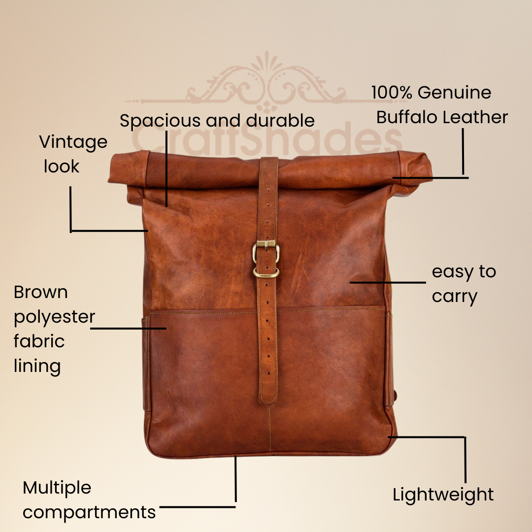 Baggbay 12*16 Inch leather backpack Unisex For Girls And Boys | 100 Genuine Leather