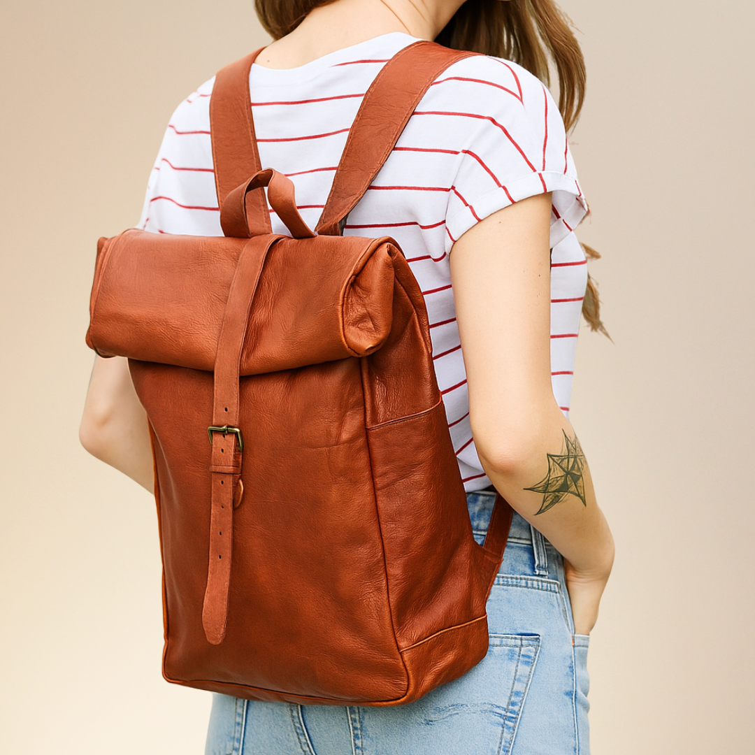 Baggbay 12*16 Inch leather backpack Unisex For Girls And Boys | 100 Genuine Leather