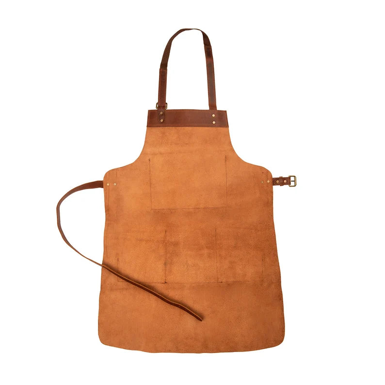 Distressed Multi-Pocket Leather Apron
