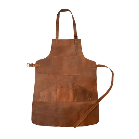 Distressed Multi-Pocket Leather Apron