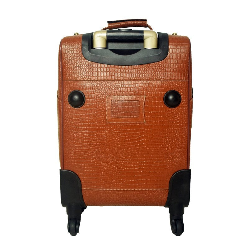 Leather Trolley Travel Bag Weekender Overnight Light Brown Leather Bag