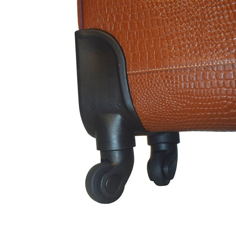 Leather Trolley Travel Bag Weekender Overnight Light Brown Leather Bag
