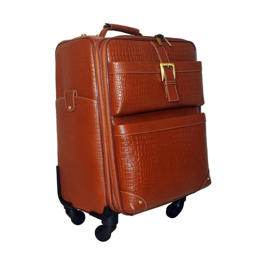 Leather Trolley Travel Bag Weekender Overnight Light Brown Leather Bag