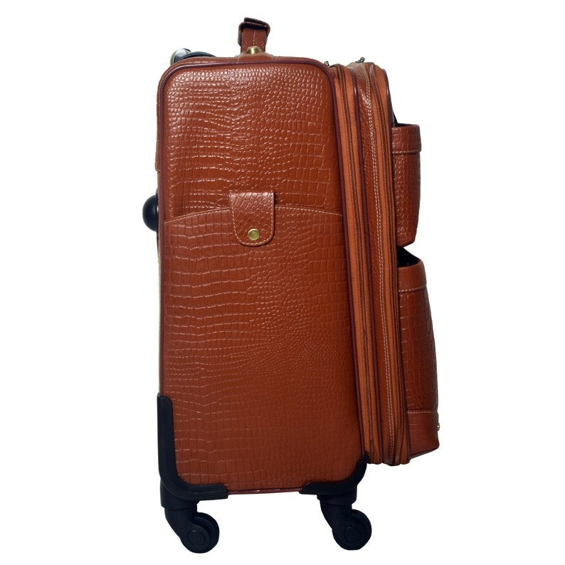 Leather Trolley Travel Bag Weekender Overnight Light Brown Leather Bag