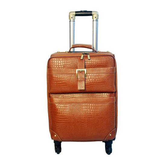 Leather Trolley Travel Bag Weekender Overnight Light Brown Leather Bag