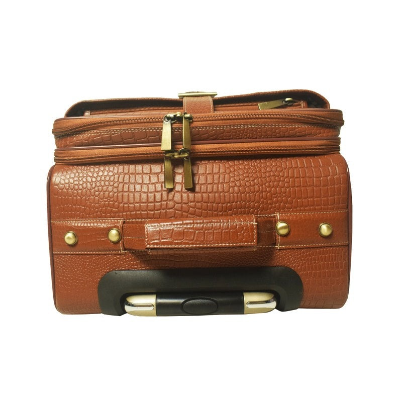 Leather Trolley Travel Bag Weekender Overnight Light Brown Leather Bag