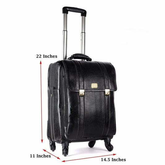 Leather Laguage Trolly Bag (Black)