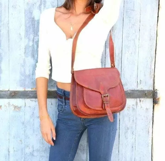 7*9 Inches Crossbody Handcrafted Small Goat Leather Unisex Sling Bag| 100% Genuine