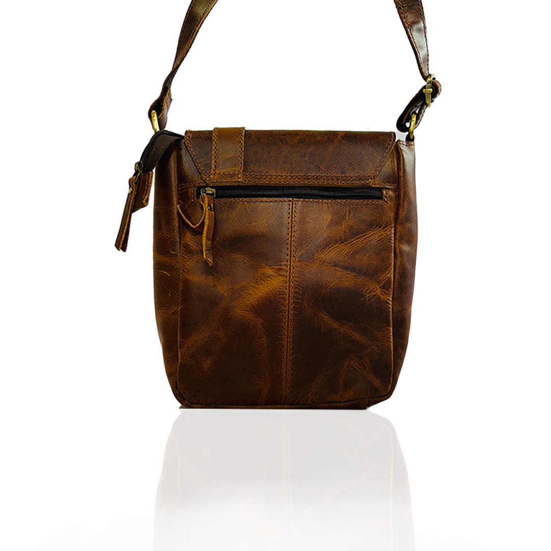 9*11 Inch Buffalo light brown Leather Sling Bag | 100% Genuine Leather