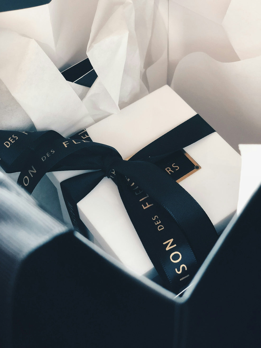 black and white love print gift box