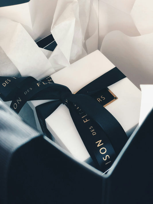 black and white love print gift box