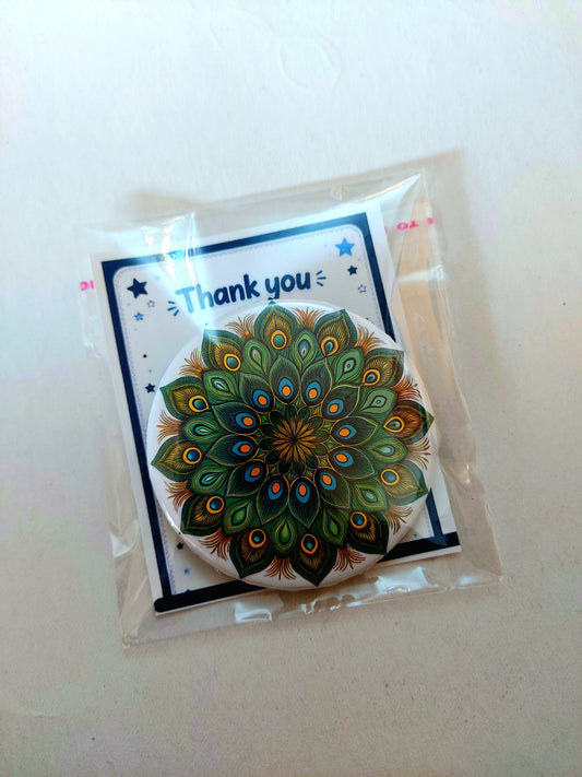 Rangoli Mandla Art Pin Badges 58 mm | BAGGBAY