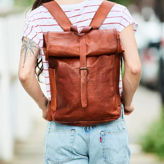 Baggbay 12*16 Inch leather backpack Unisex For Girls And Boys | 100 Genuine Leather
